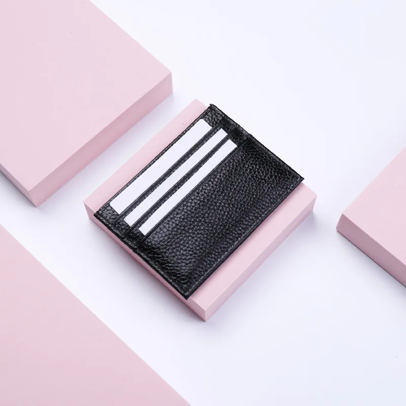 

2020 New Genuine Leather Card Holder Women 6 Credit Card Holder Business Pocket Cash Purse Wallet