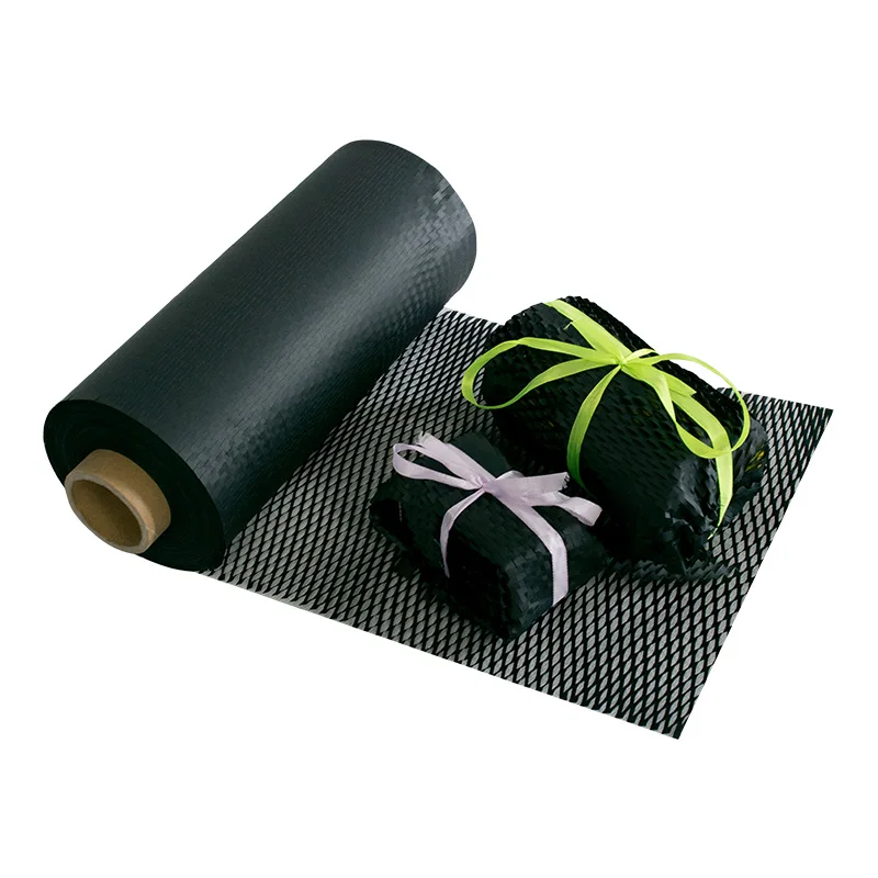 YJNPACK Kraft Papers Filling Dispenser Protective Black Honeycomb Wrap Paper
