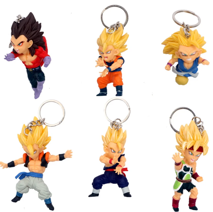 

Free Shipping 6pcs/set Anime Dragon Ball Son Goku Saiyan PVC Action Figure Toys Keychain Decor, Colorful