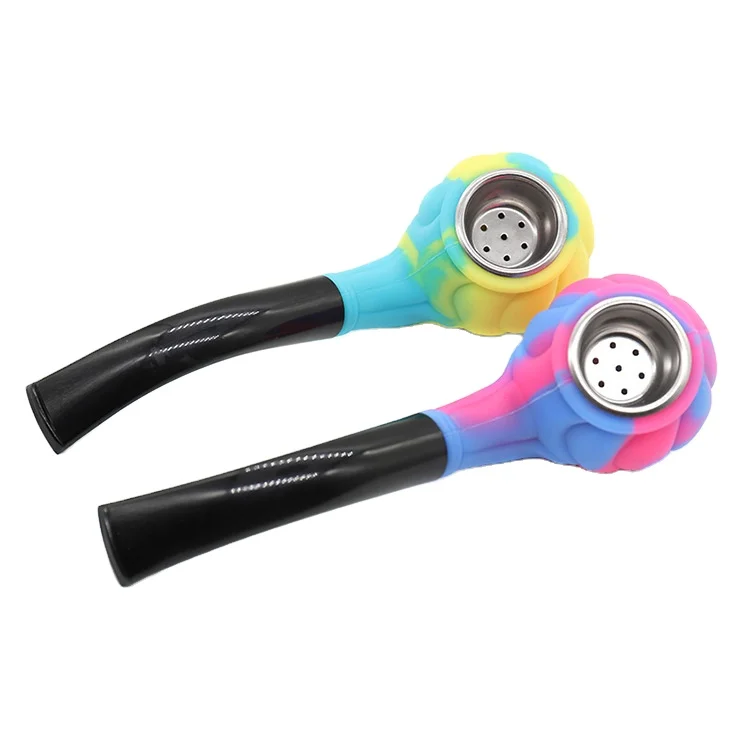 

European and American colored silicone pipes Resin mouth glass pipes Portable detachable pipes