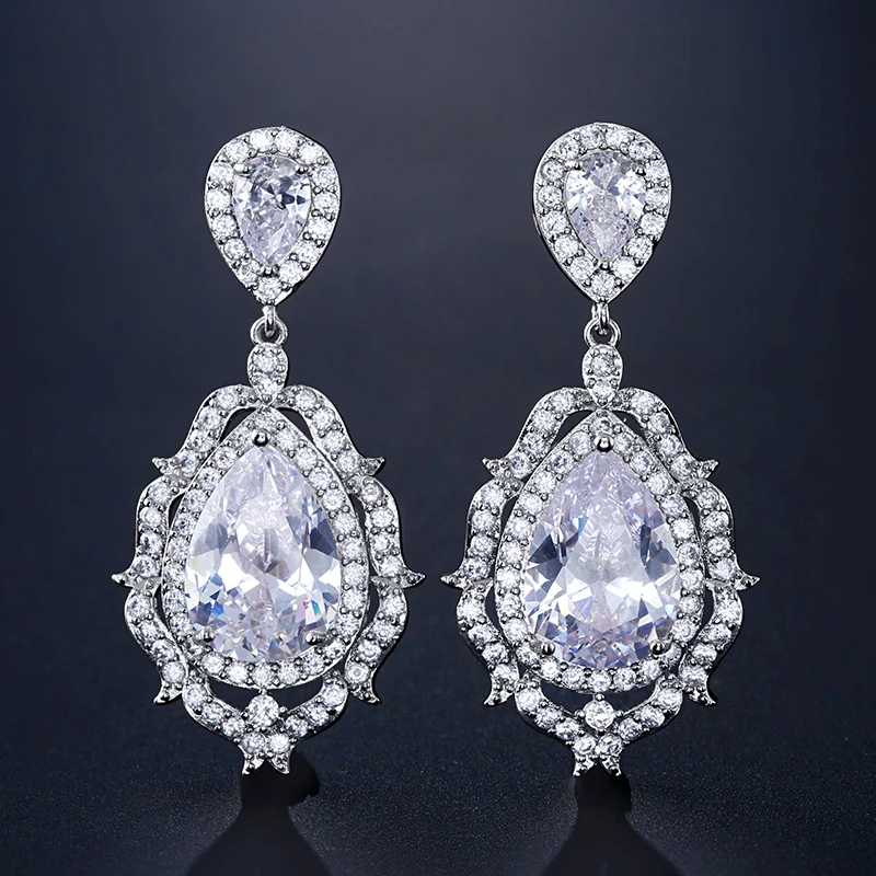 

RAKOL EP2324 Sparkle CZ Cubic Zirconia Earrings Luxury Bridal Jewelry Drop Dangle Wedding Earrings