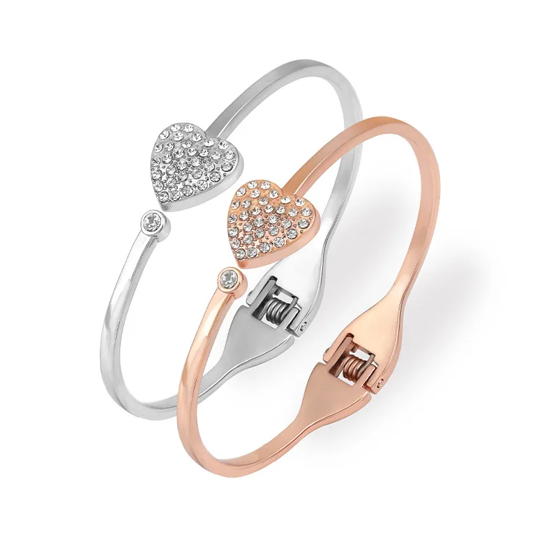 

Korean Heart-shaped Ring Spring Opening Adjustable Titanium Steel Bracelet