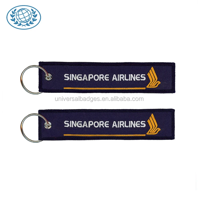 High Quality Custom Keychain Singapore Airlines Embroidered Keychain