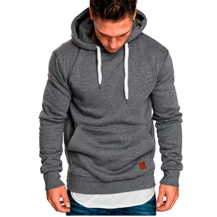 

Men's casual Pullover long sleeve solid color adjustable Hoodie large pocket autumn and winter casual sweater