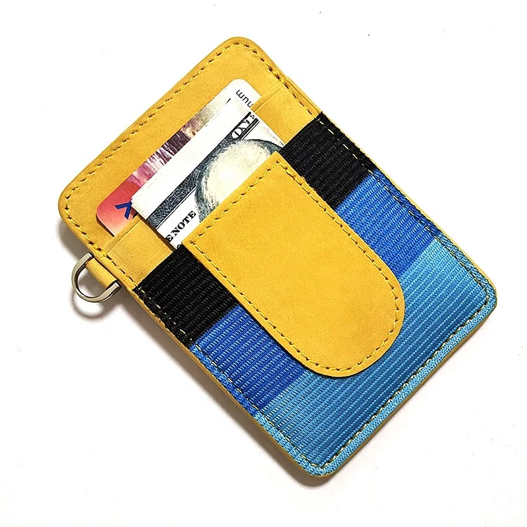 

Factory Drop Shipping Small RFID Blocking Minimalist Credit Card Holder Pocket Slim Wallets for Men Women, Yellow/gray