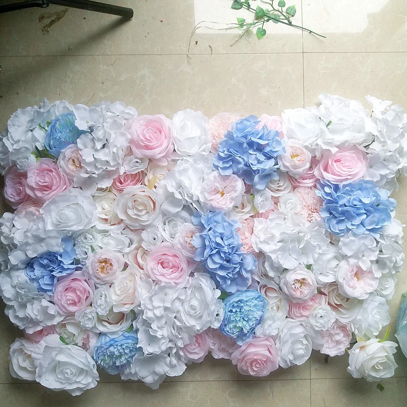 

SPR pink BLUE artificial rose flower wall panels wedding occasion backdrop table runner artificial flowers, Mix color