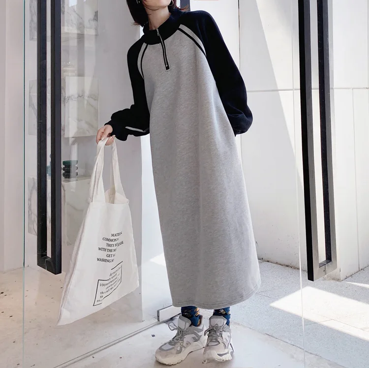 

Maxnegio long hoodie dress oversized sweatshirt dress streetwear