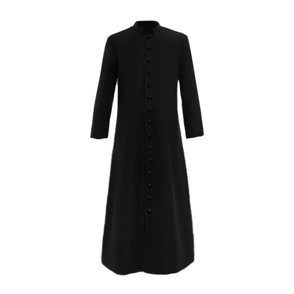 

Custom diy Men's Roman Black Priest Cassock Cosplay Costume Adult Medieval Clergy Robe Vestments Cassock Trench