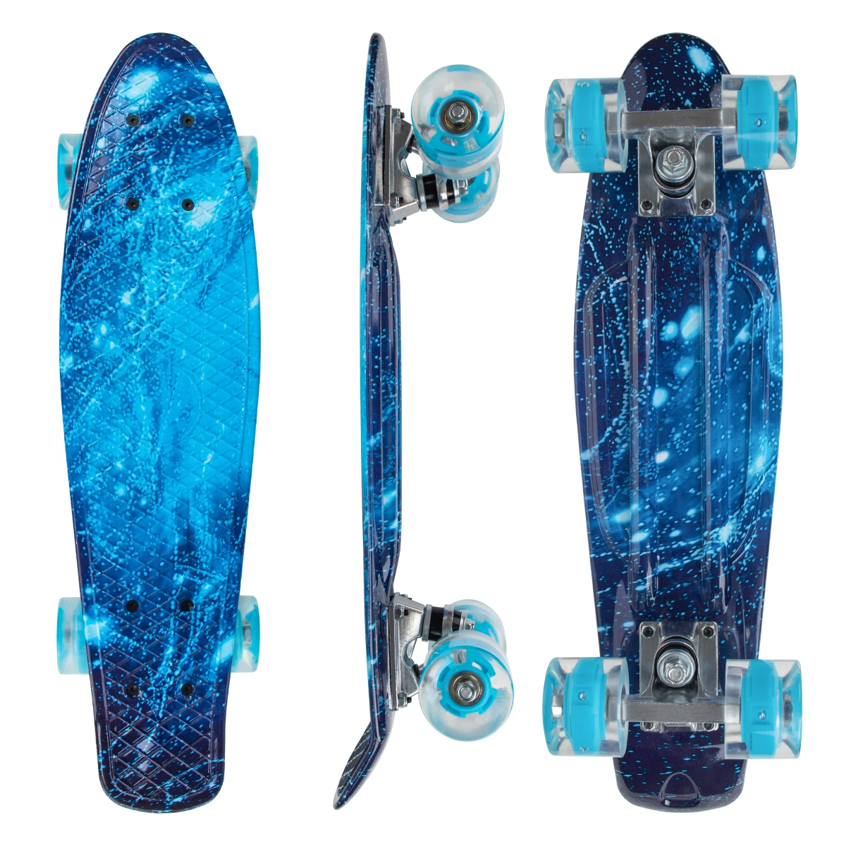 

Blue starry sky mini cruiser board ABEC-7 bearing flashing pu 4 wheel skateboard