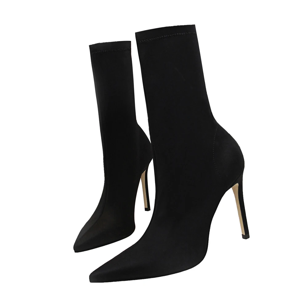 

New Arrival Woman High Heel Pumps Shoes Jeans Ankle Fall Boots Shoes Sexy Woman High Heel Boot For Woman, Black/green/beige