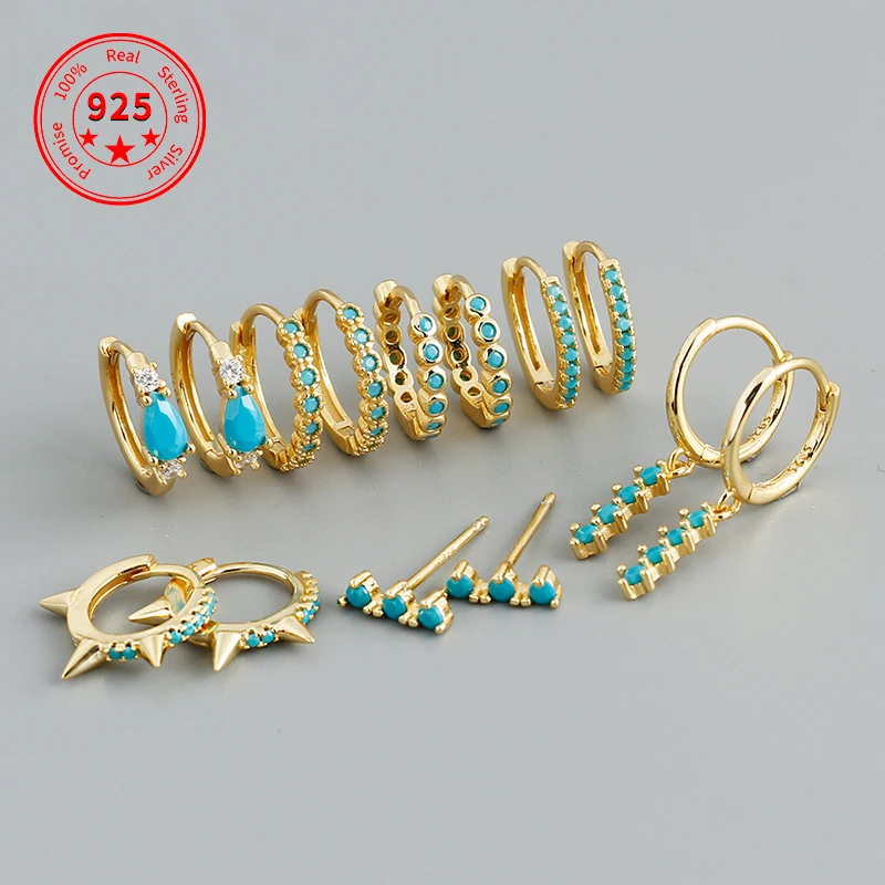 

2021 New Arrival Fashion Colours Zircon Spike Geometric Stud Earrings for Women Real 925 Sterling Silver Gothic Jewelry, Gold,platinum