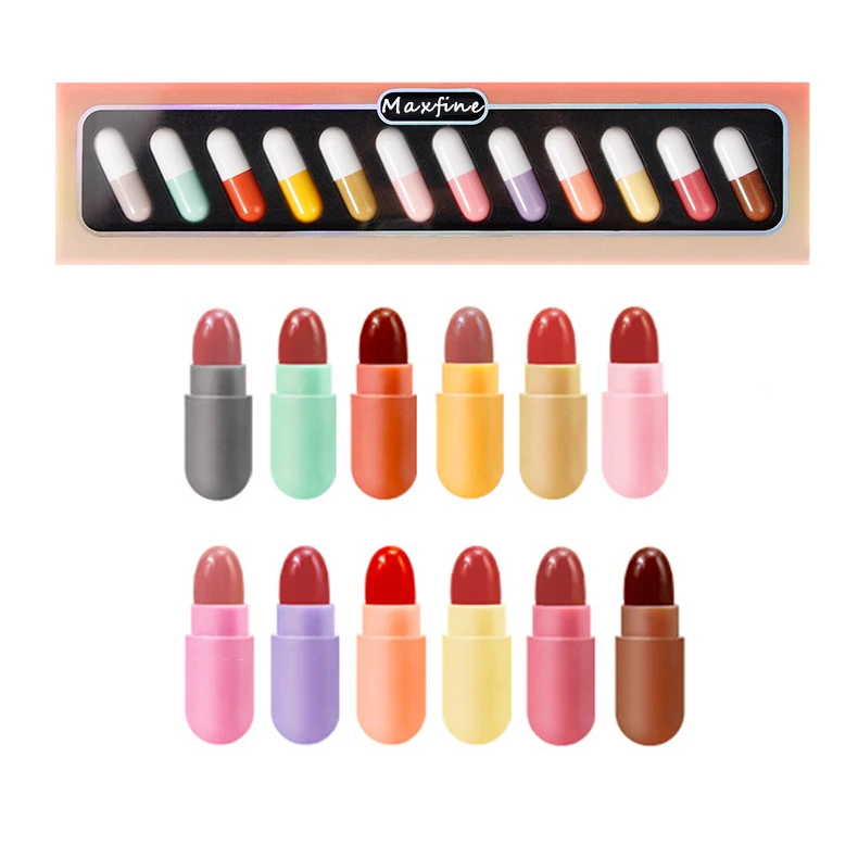 

12 Colors Waterproof Long-last Derol Mini Capsule Lipstick Set