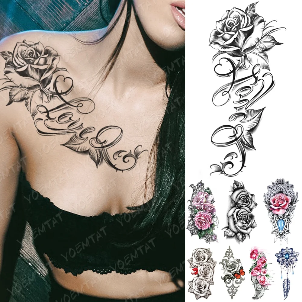 

YOEMTAT high quality magical rose Water Transfer Temporary tattoo sticker, Cmyk