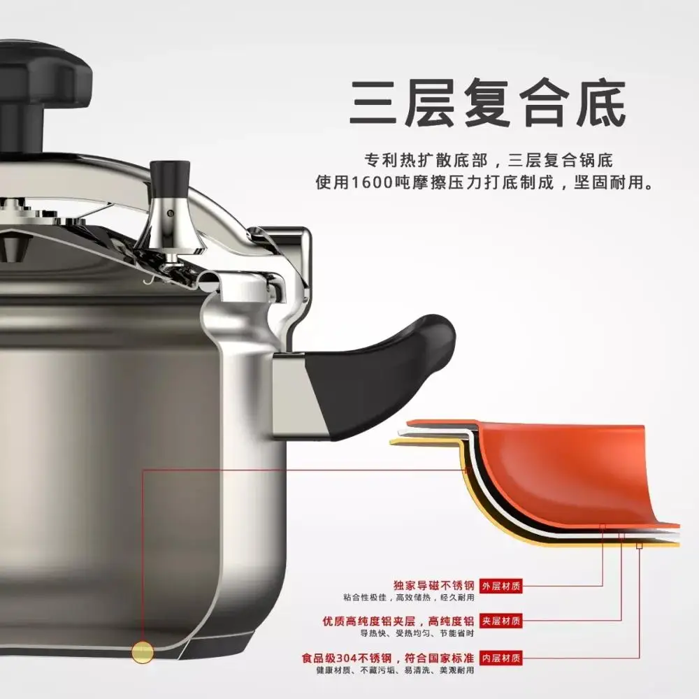 
stainless steel Explosion-proof commercial induction pressure cooker fashion middle pressure cooker 