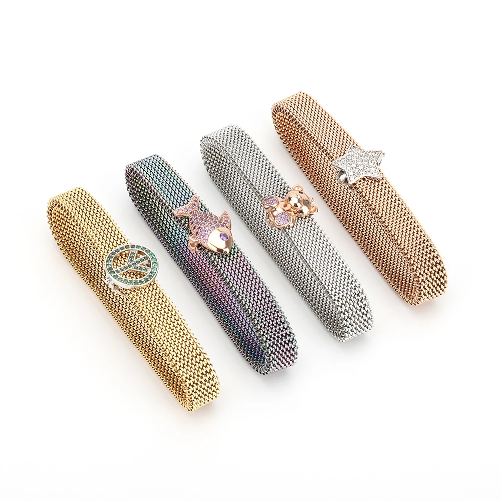 

Custom Elastic string Stainless Steel Watch Mesh charm Bracelet, Customized color