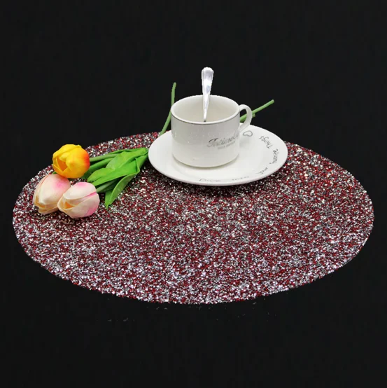 

Custom Made Round Placemats, Silver Rhinestone Table Mats For Decoration, Customized