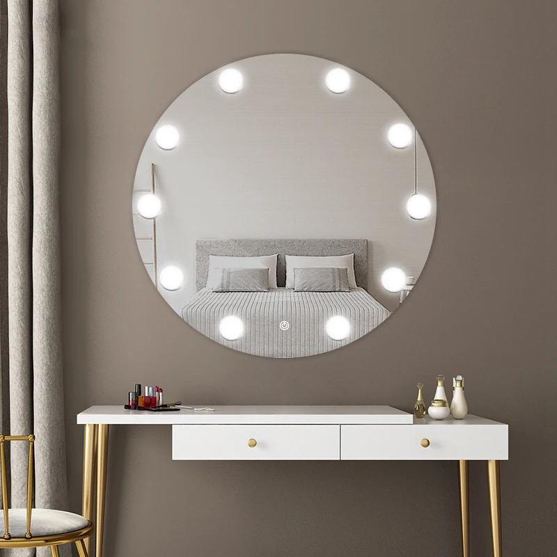 

LED bathroom mirror lamp hot sale ex-factory price dual-voltage waterproof mirror dimmable three-color touch switch power supply