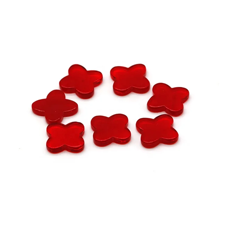 

Loose 10.5mm synthetic agate red color four leaf clover stone