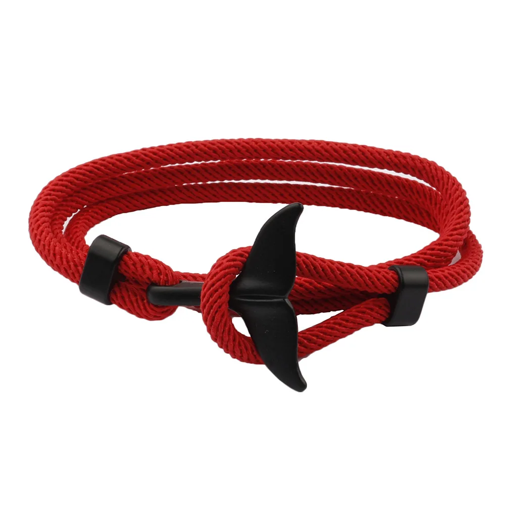 

New Hot Valentine Gift Hand Knitting Milan Rope Bracelet Anchor Style Black Whale Tail Bracelet, Multicolor