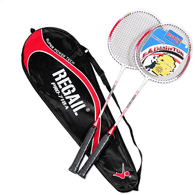 

2022 new aluminum alloy racket badminton racket shock absorber professional badminton racket double racquet with bag, Blue,red