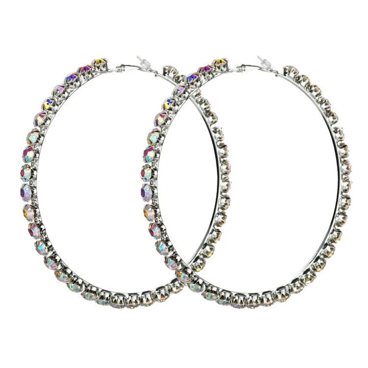 

New Silver Big Earrings Large Plated Women Jewelry Bling Hoop Earrings Gold Plated, Gold silver