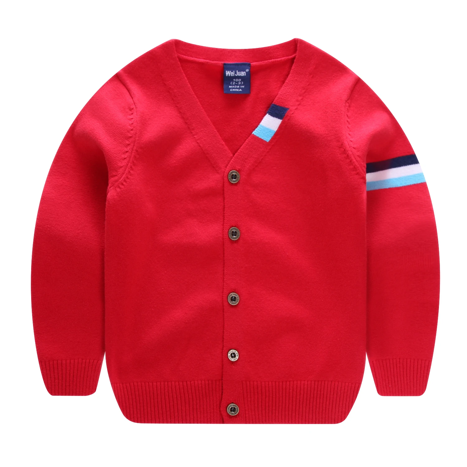 

Winter solid color children's single cardigan sweater Boys' single breasted sweater, Red