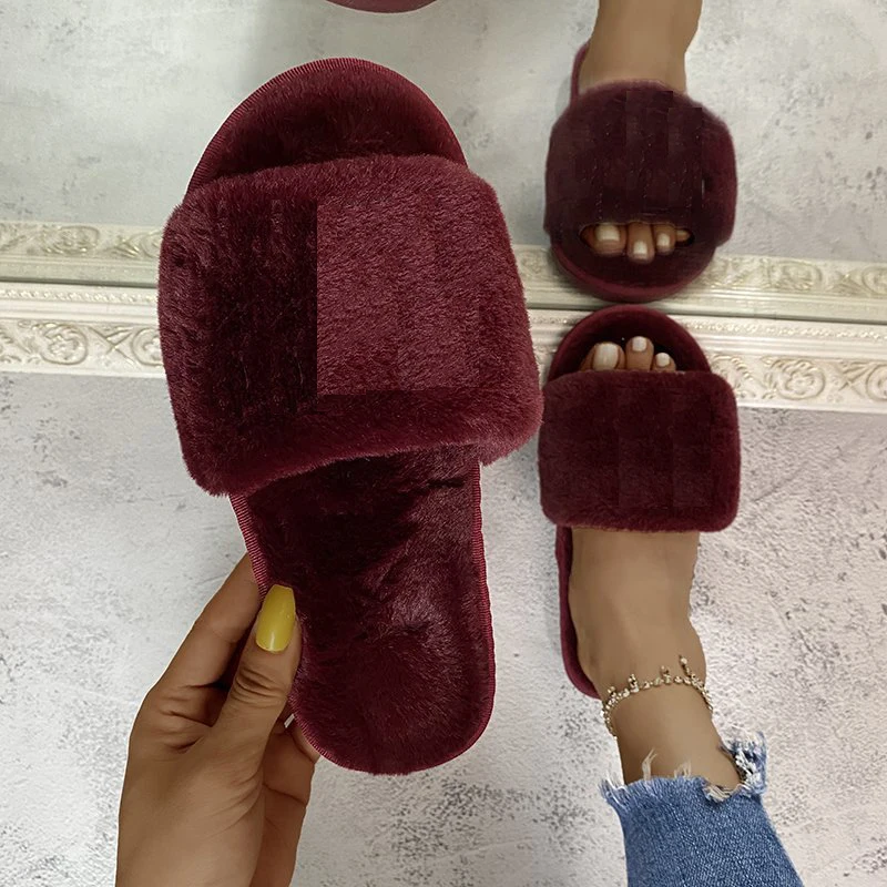 

brand name custom logo outdoor home flat warm sequin letter plush women fur slippers sandals faux fur slides for women