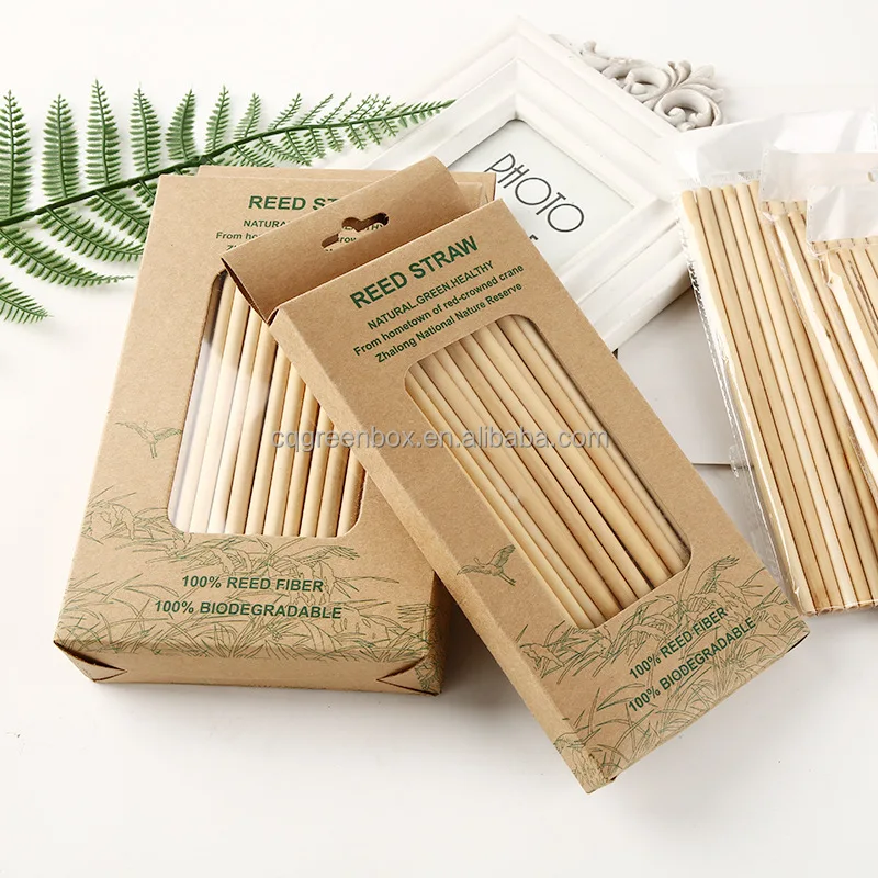 

100% Compostable drinking straws eco friendly special packaging natural reed straw, Natural color