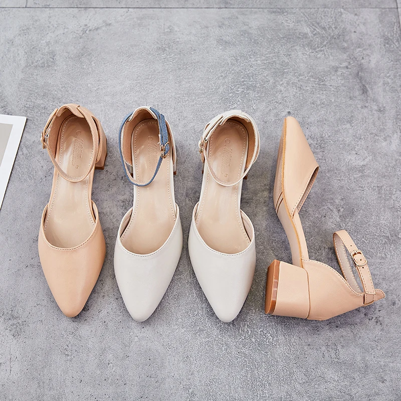 

women fashion ballerina pointed toe ankle strap flat shoe