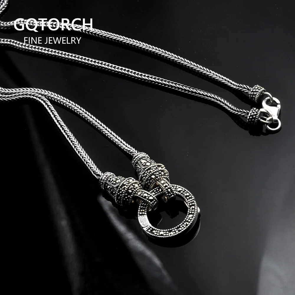 

Genuine Sliver 925 Pendant Chain Long Statement Necklace For Women