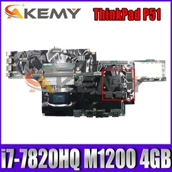 For ThinkPad P51 laptop Mainboard with i7-7820HQ CPU M1200 4GB GPU tested 100% working FRU 01AV361 01AV362 01AV371
