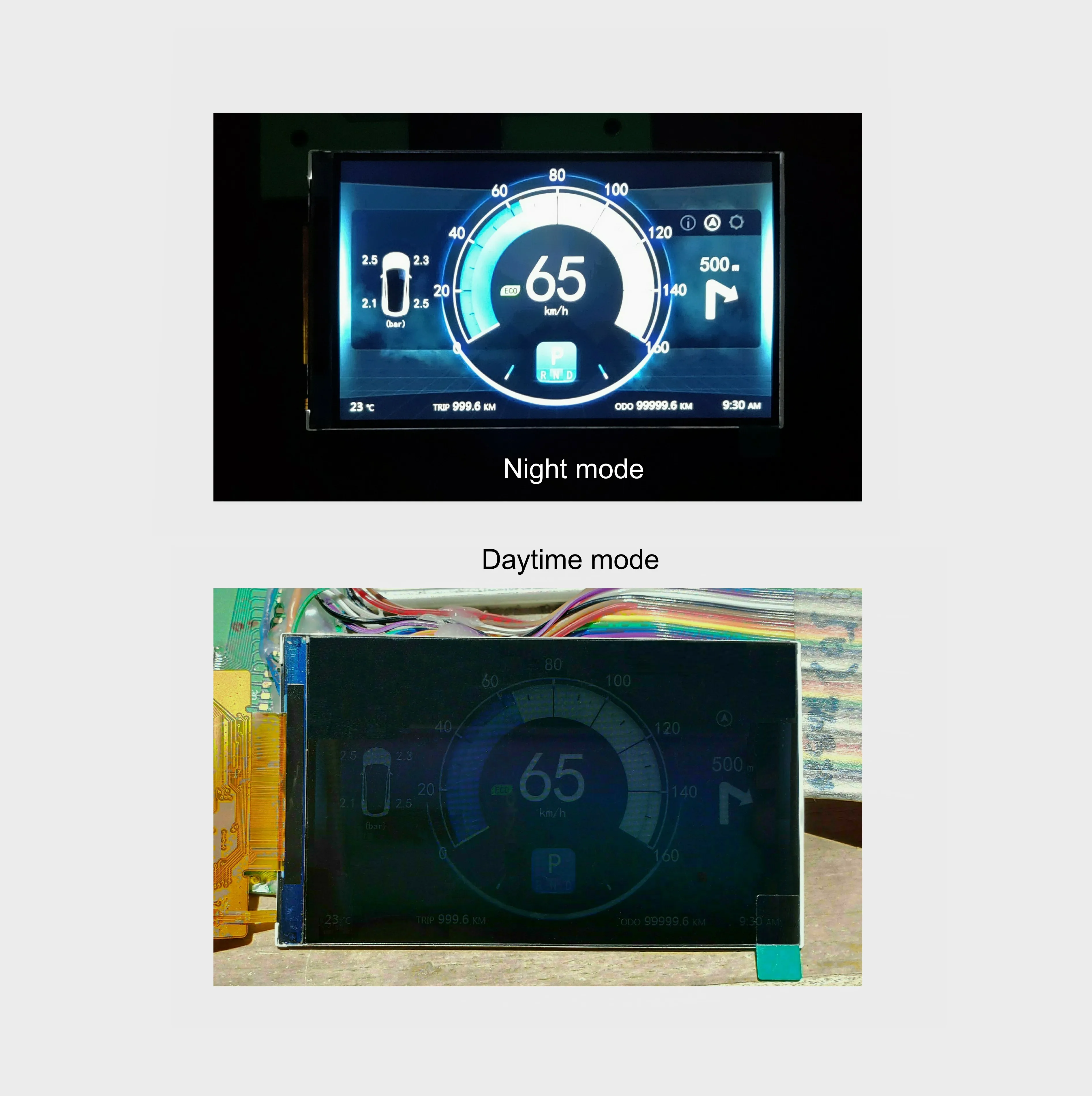 Motorcycle Speedometer Lcd Sunlight Readable Tft Display 3.97 Inch 480*800 Transflective 24 Bits