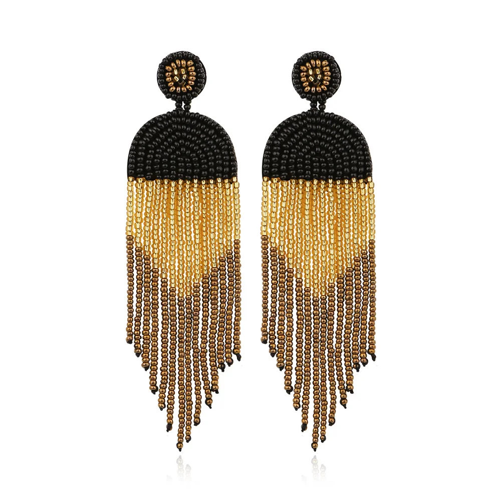 

New Fashion Wholesale Bohemian Women Girls Long Earring Statement Ethnic Drop Vintage Jewelry Beaded Tassel Earring