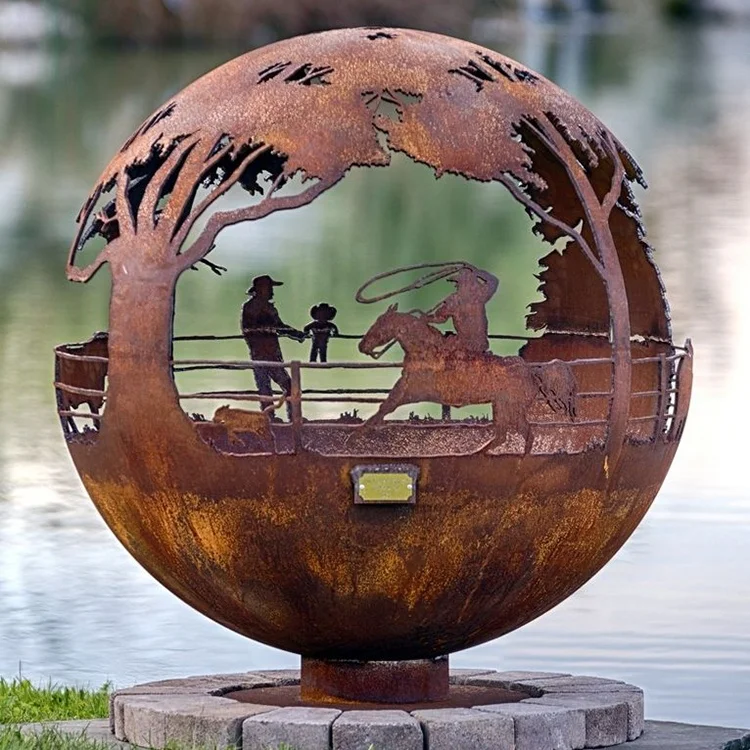 

Popular Garden Treasures Wholesale Fire Pits Corten Steel Sphere Fire Pit
