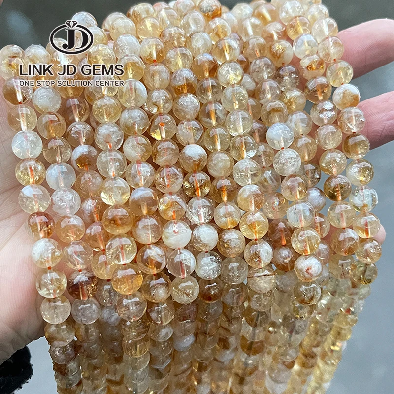 

JD 1A Natural Stone Golden Quartz Crystal Beads Round Loose Gemstone Bead For jewelry Making Diy Necklace Bracelet Accessory