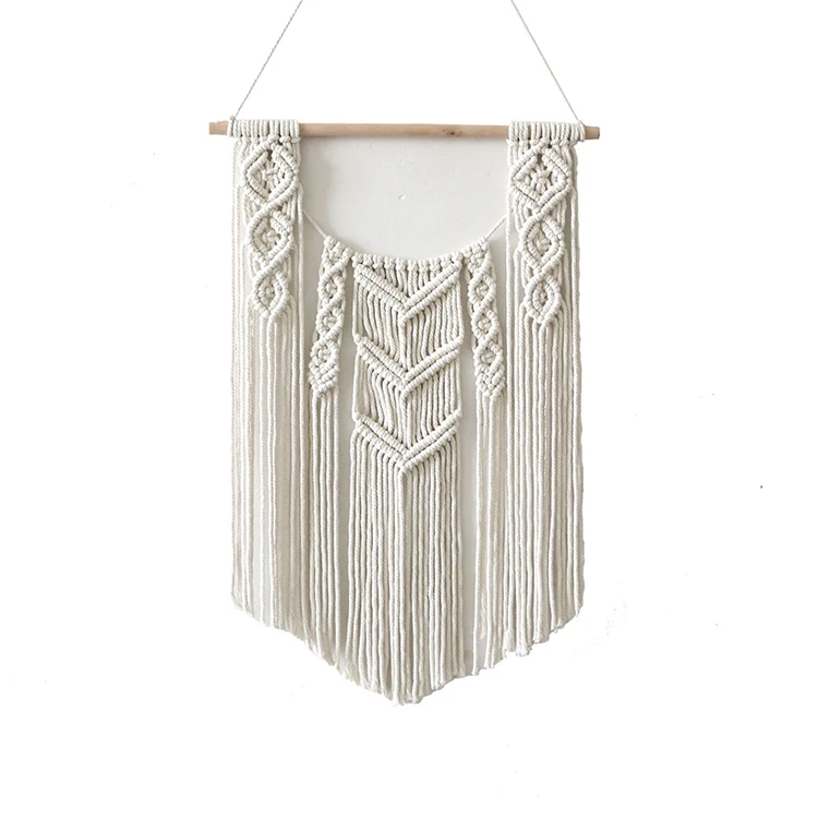 

Macrame Wall Hanging Tapestry Decor Woven Wall Art Macrame Boho Home Wall Indoor Apartment Bedroom Decoration, White