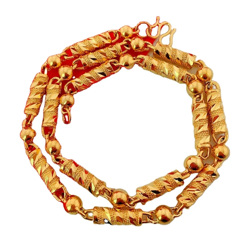 

Gold-Plated Men'S Necklace Domineering Necklace Brass Sand Solid 8Mm Men'S Necklace Large Chain