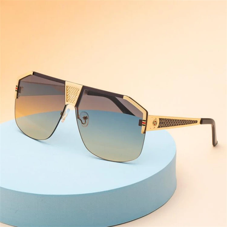 

2021 New Fashion Fishing Oversized Sunglasses Shades Mens Metal Square Luxury Sun Glasses Men Retro, As pictures or customized color