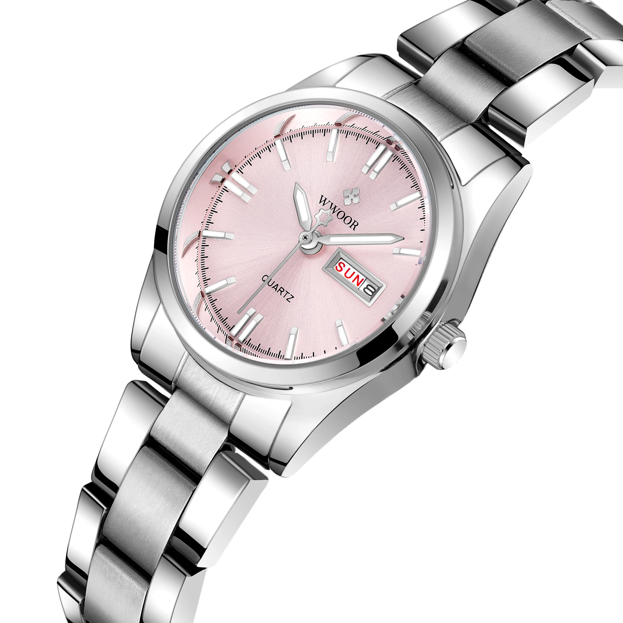 

WWOOR 8804 Luxury Stainless Steel Women Quartz Watch Simple Design Girls Wrist Watches
