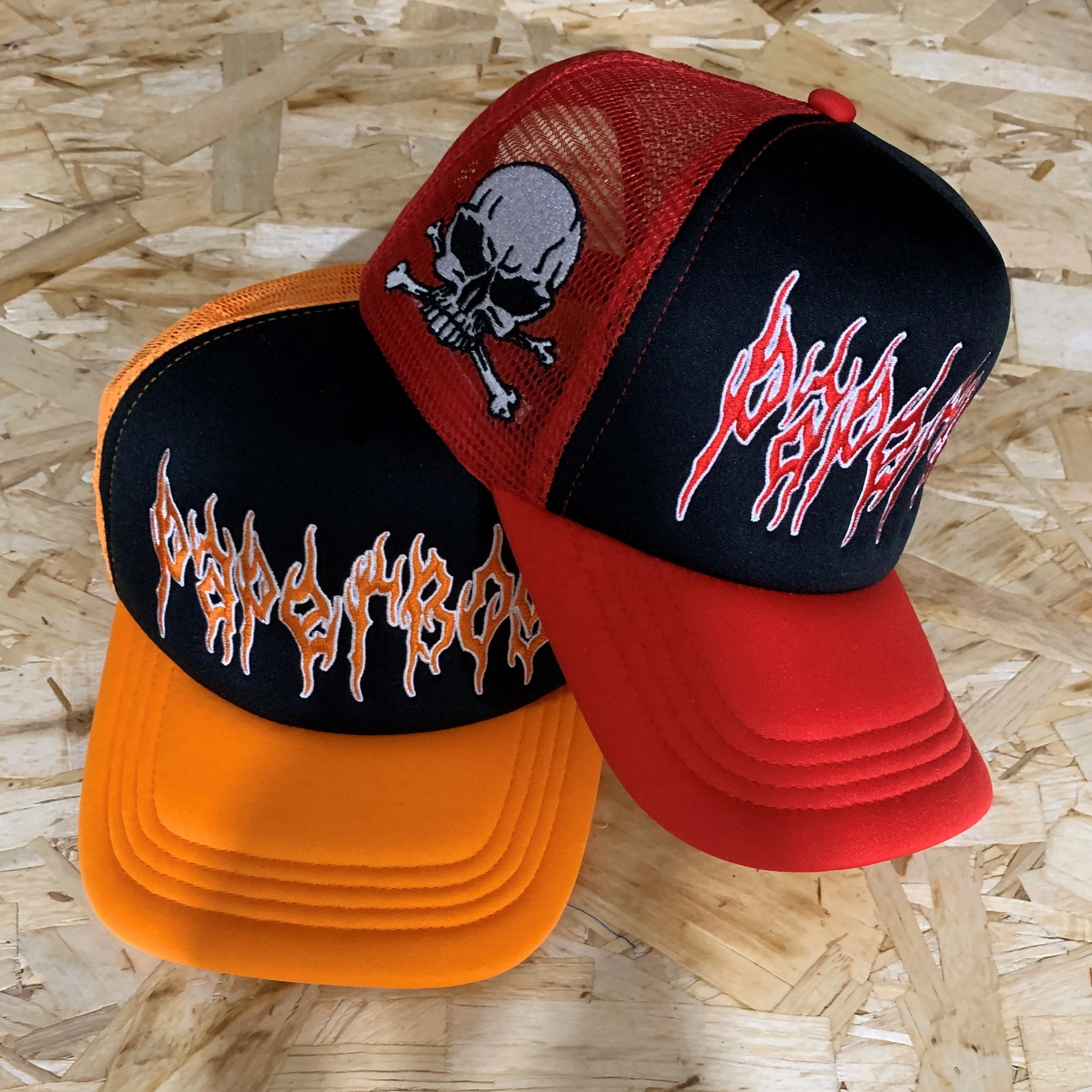 

Customize any color trucker hat red and black truck cap oversized embroidered logo