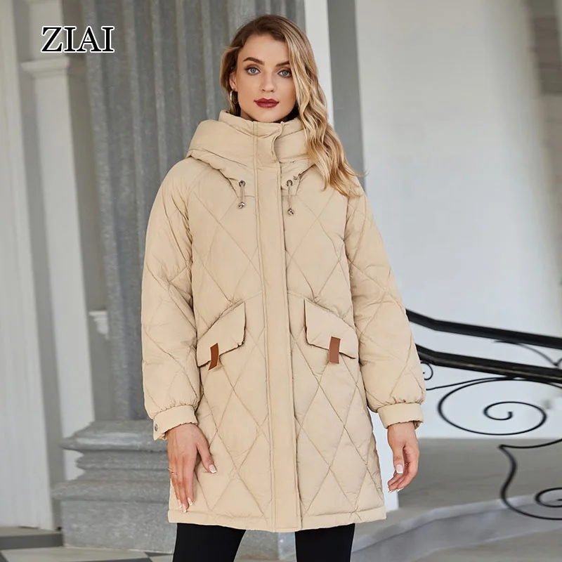 New Fashion Winter Mid-length Women's Puffer Coat With Big Pocket Warm Winter Coat for Women