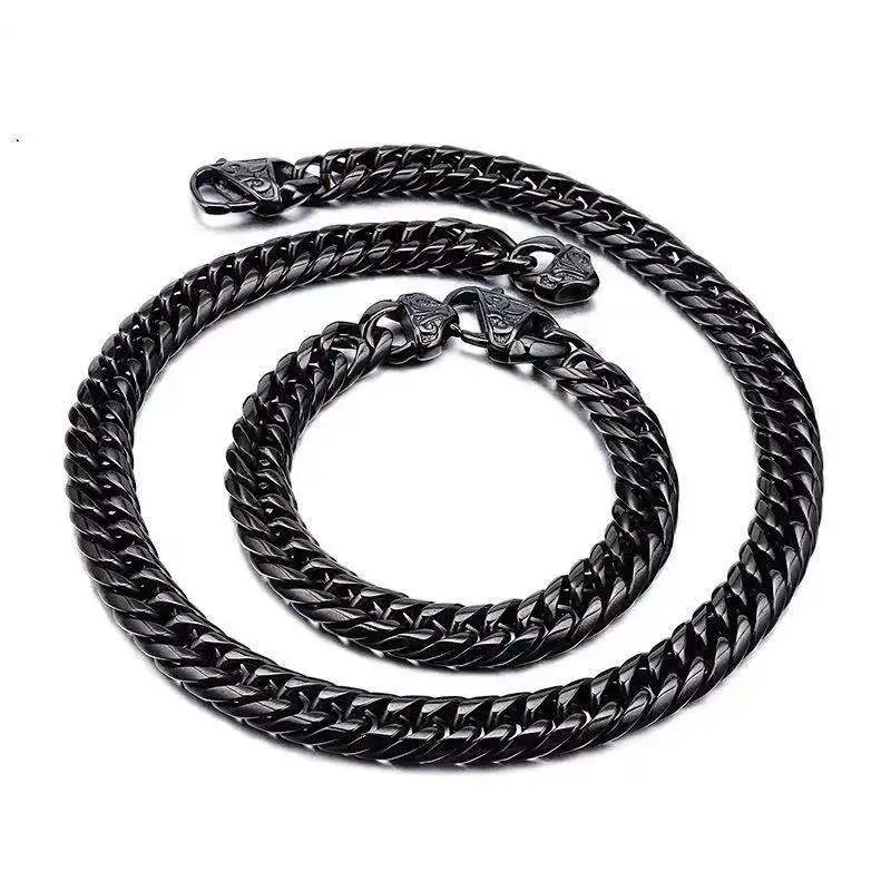 

Best selling stainless steel 18K Gold Cuban Necklace Silver Black Gold Cuban men's Necklace