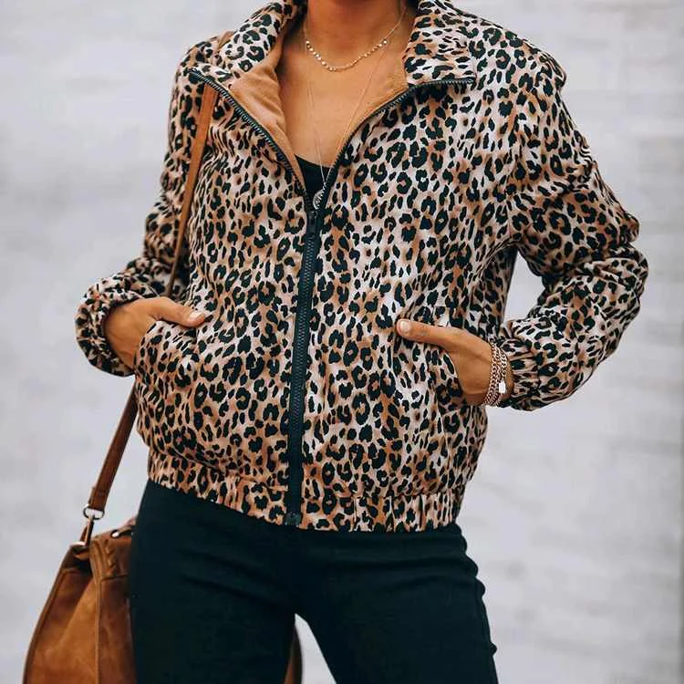 

Women Winter Jackets And Coats 2021 Plus Size Leopard Winter Fall Cropped Coats For Ladies Women