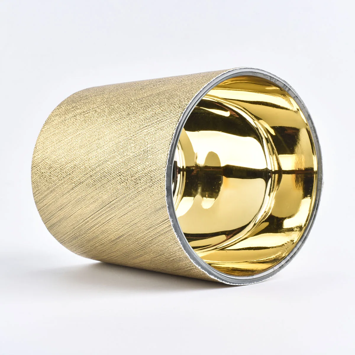 gold leather glass candle holder