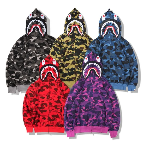 

Wholesale Full Zipper Men's Camouflage Bape Hoodie, Picture colors