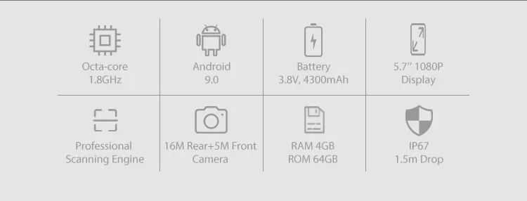 Rugged pda industrial android mobile smart phone with barcode scanner