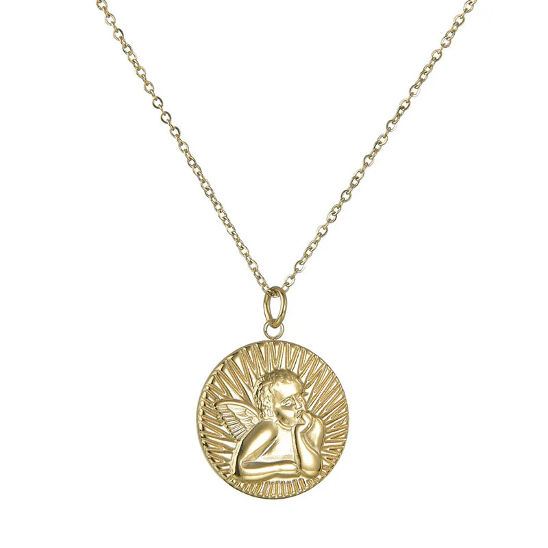 

2022 Stainless Steel Religious Jewelry Double Layering Men 18k Gold Necklaces Chain, Picture shows