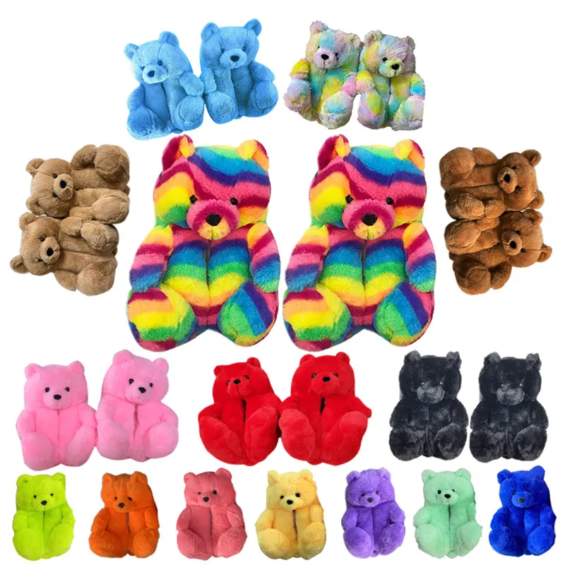 

Fashion Womens Plush Teddy Bear Slippers Adult  Fits All Mommy And Me Teddy Bear Slippers For Women Girls, Multicolor