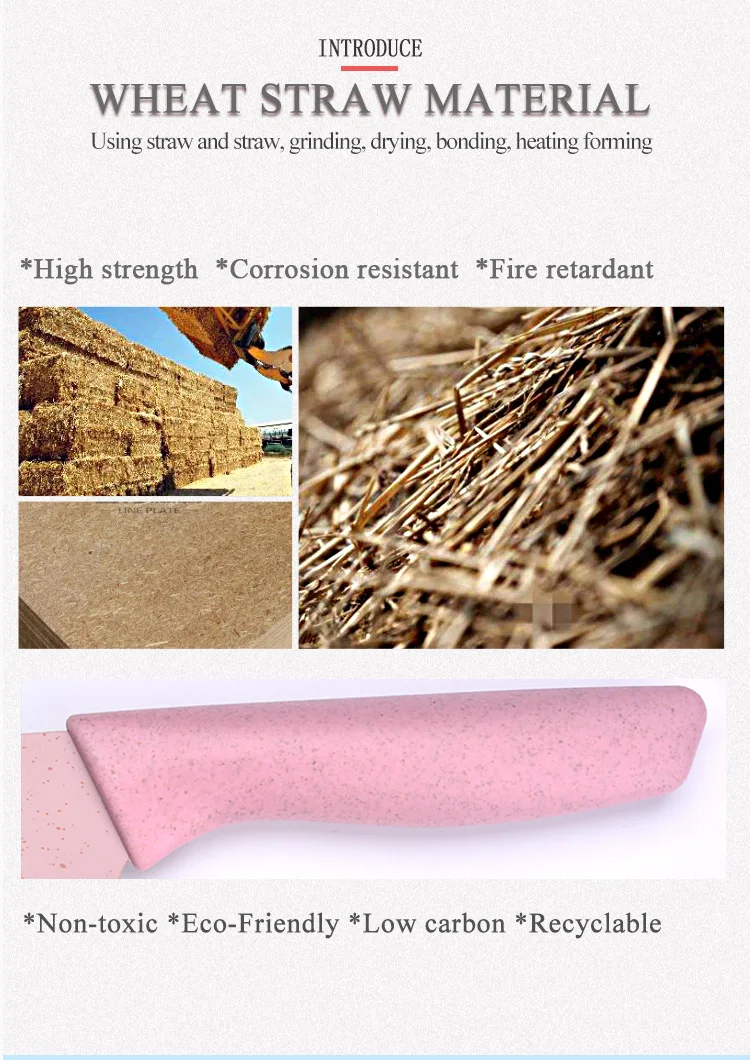 
Most Popular 6pcs Non-stick blade Stainless Steel Kitchen Knives Set with Wheat Straw Handle 