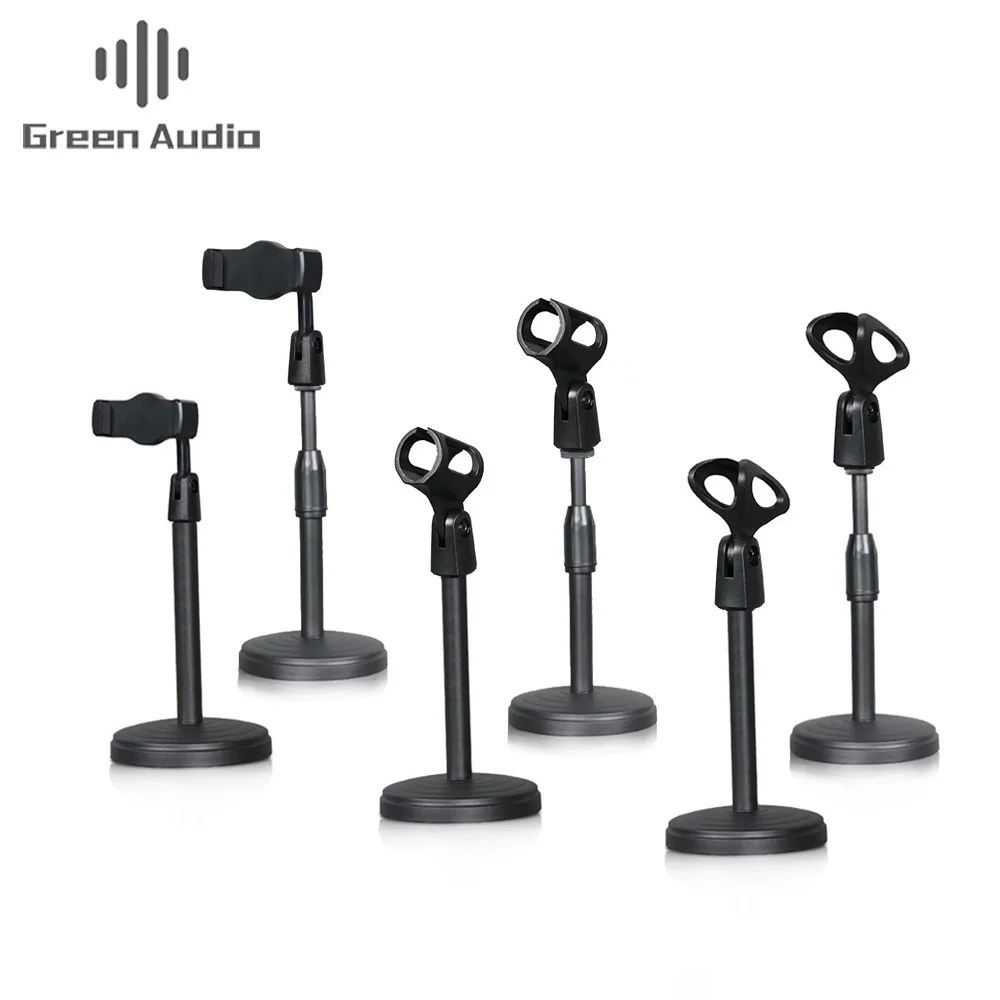 

Round Base Desktop Table Microphone Mic Holder Stand with Clip, Black